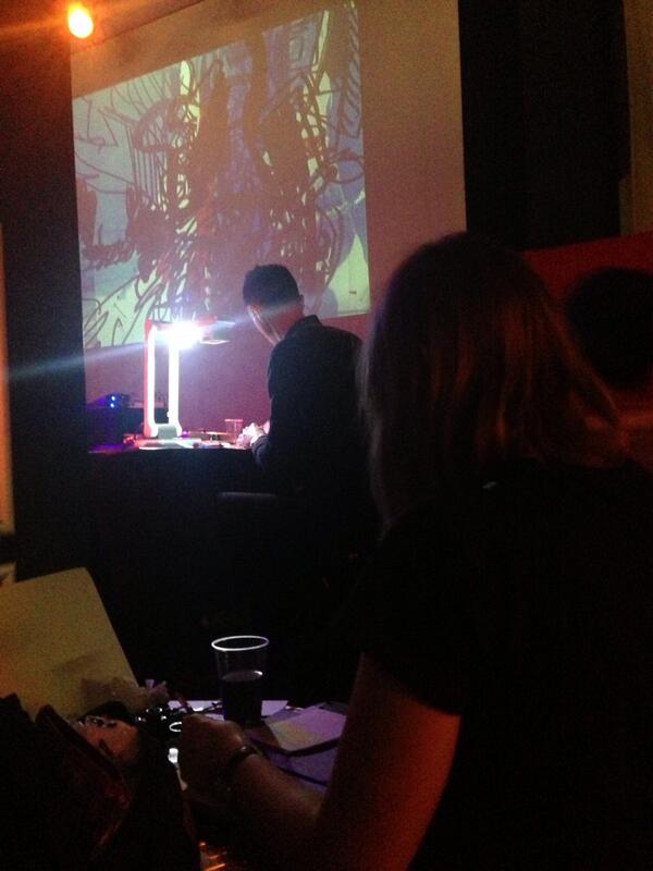 Firsthandinfo's tweet image. @PhoebeHalstead inks are flowing along to live music by @guyharries @RichMixLondon