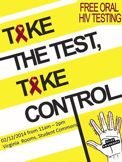Feb.12th, 2014, FREE, FAST &amp; CONFIDENTIAL ORAL HIV TESTING in the Student Commons from 11am-2pm. #KNOWYOURSTATUS