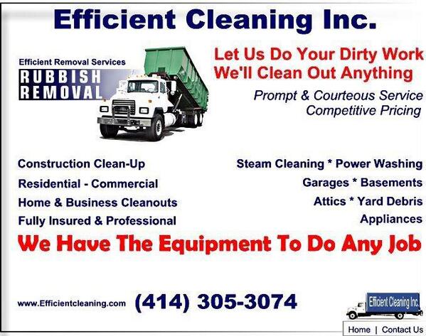 efficient123's tweet image. Special on junk removal call 414-305-3074