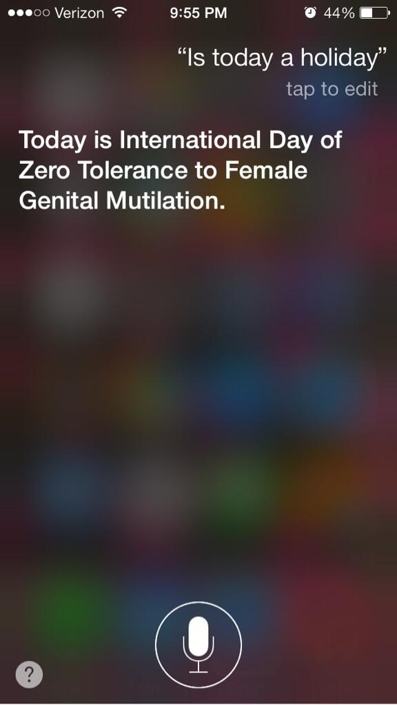 UofMgirll's tweet photo. I asked Siri if today was a holiday and this is what she said. Who knew?
#EDE201 http://t.co/Ily7g8W1fz
