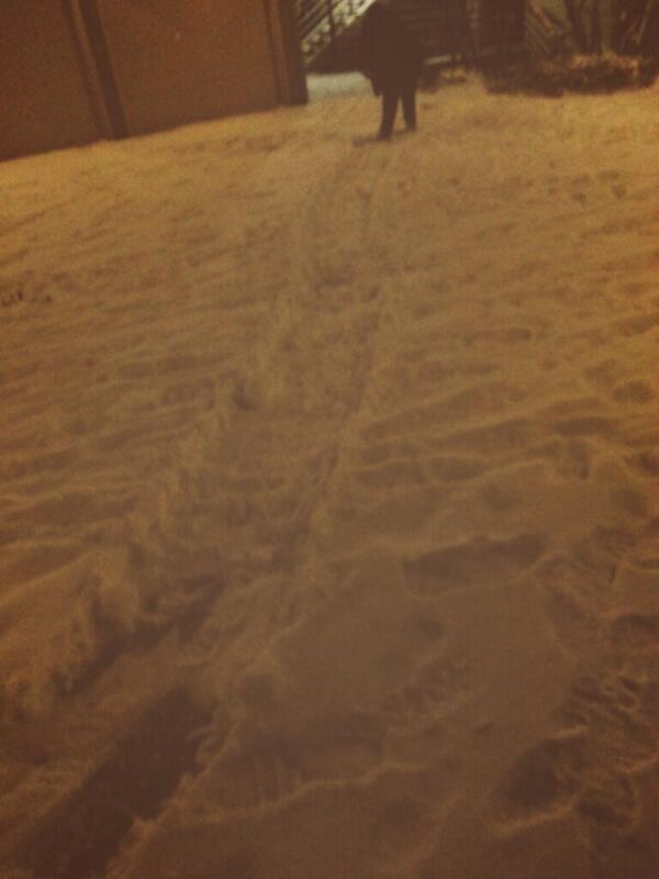 moms is sweeping me a path so I dont ruin my uggs 