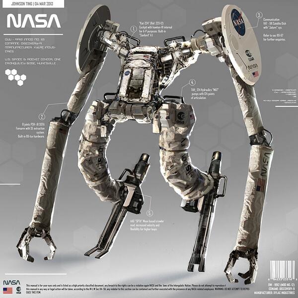 無人機bot エクストラクター Extractor マレーシアのjohnson Tingなるアーティストによって発表された イラストの一つ Nasa アメリカ航空宇宙局 によって開発されたロボットという設定らしい ロボットアームなどを搭載する Http T Co N7w2vvovaj