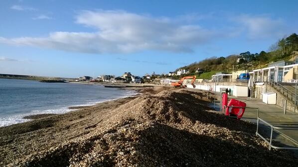 Just popped down to see the #LymeRegis seafront preparations - for the next #storm . Stay safe people!