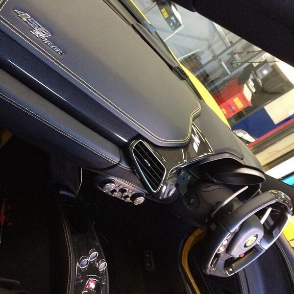 ShoWerks's tweet photo. My office for today. #Ferrari #458 #spider #yellow #showerks #stinger #DSI http://t.co/aRdbbTyyXH