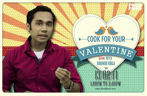 FoodFood's tweet photo. @SaranshGoila helps you prepare something special for your valentine.
#ValentinesDayToMeIs https://t.co/8NRQALogF5 http://t.co/J3PrBBnJFR