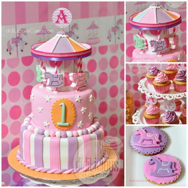 didiLiciousCake's tweet photo. Carousel Cake for Aubrey's 1st Birthday http://t.co/n61fKflHxq