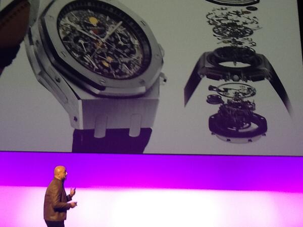 PascalFuld's tweet photo. #lift14 @AudemarsPiguet featuring the Grande Complication watch with over 600 components incl. Screws 0.3 mm http://t.co/31oQqYjhxe