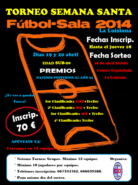 19_maraton's tweet photo. Hola a todos,ya tenemos algo que hacer en semana santa, torneo futbolsala sub-20 del 94 en adelante,os dejo el cartel http://t.co/jcQYAAFlhS