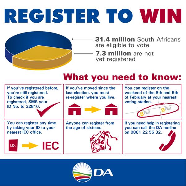 Every single DA vote will be crucial in #Election2014. #RegisterToWin this weekend. Please RT. All the info, here. —>