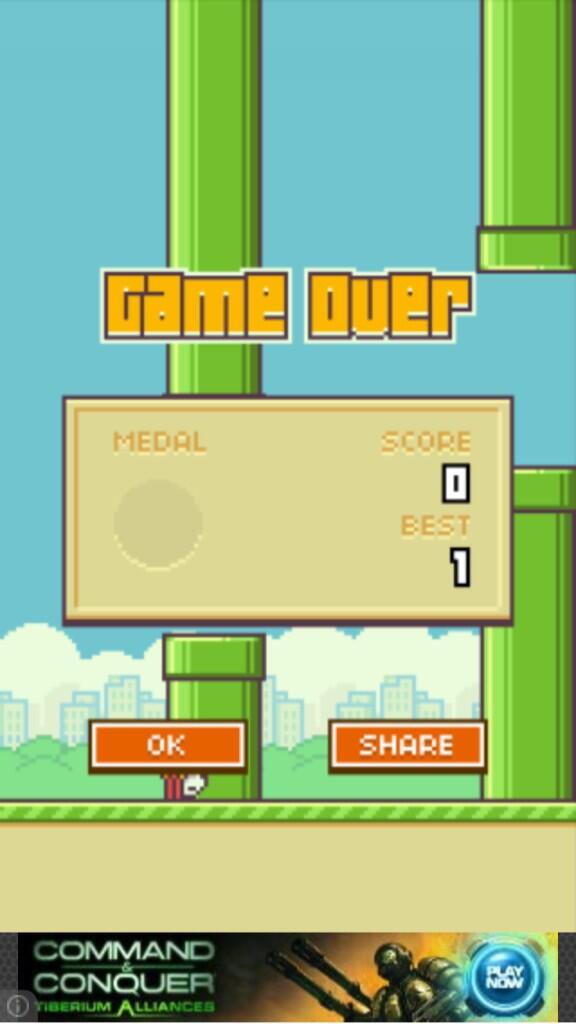 MrTommyLand's tweet photo. Thanks for ruining my life @DjAero #flappybirdproblems http://t.co/cnYh3LBzhM