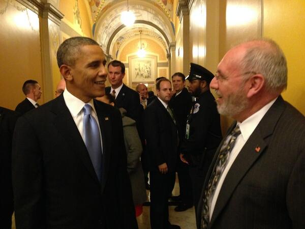 Neustar's tweet image. Neustar SVP and Fellow, Rodney Joffe, speaking with President @BarackObama at the #stateoftheunion