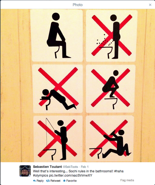 UpperReserved's tweet image. Canadian snowboarder @SebToots shares the bathroom rules in #Sochi and they're HILARIOUS! via @kyletcoleman