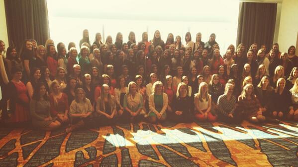NPCWomen's tweet photo. Panhellenic presidents gather for a photo op at #AFLVCentral! #panhellenics #panhelpres http://t.co/xBhTI5uUmj