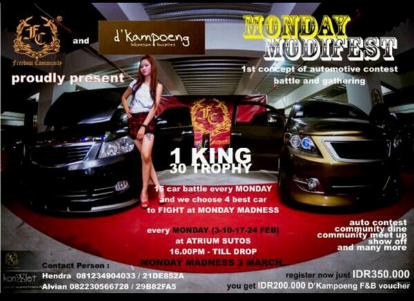 <a href="/freedomsurabaya/">freedom surabaya</a> and <a href="/dkampoeng/">d'kampoeng Surabaya</a>  proudly present Monday Modifest register your modified car.