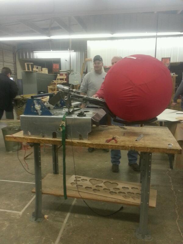 CyborgTigers's tweet photo. Right before we almost broke the ceiling in the shop... Oops? #omgrobots http://t.co/2jdKxO40wI