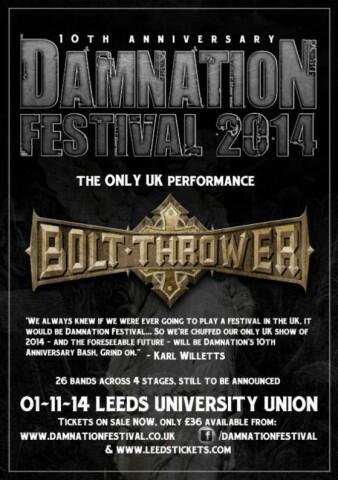 BOLT THROWER play their only UK show of 2014 headlining Damnation Festival. - suicidescriptures.com/2014/02/bolt-t…