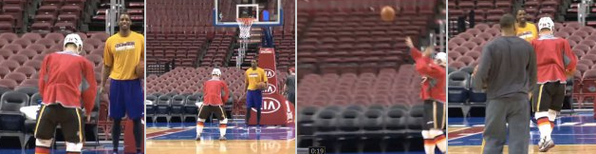 Jiri Hudler walked onto Lakers practice in full gear and took some shots #FirstClassBeauty