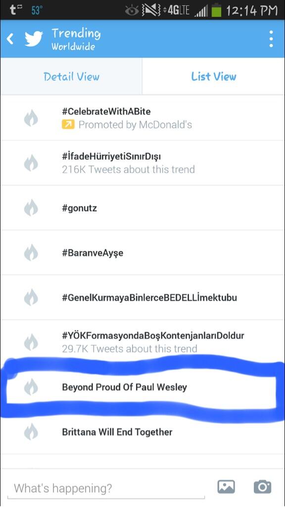 'Beyond Proud Of Paul Wesley' is trending worldwide @paulwesley. That's what we are. (Screenshot by @BeHappyStefan)