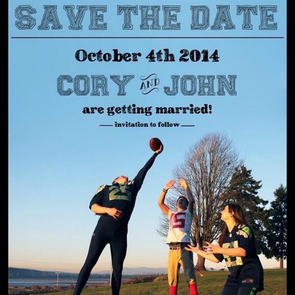 NFLonFOX's tweet photo. These @Seahawks fans know how to do wedding invites! 

(http://t.co/WCoYG8Kf5D) http://t.co/PwF61q7ziA