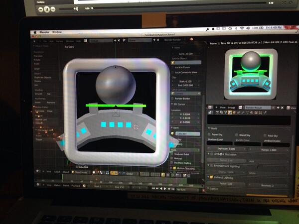 Slamatron's tweet image. Working on a 3D app icon for #Spinball in #b3D.