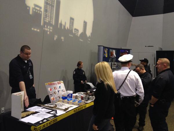 COSI's tweet image. The @ColumbusPolice doing activities for our VIP preview of @SherlockExhibit this evening. #COSISherlock
