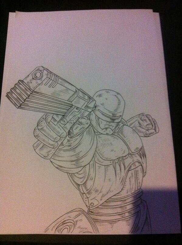 DanSmithArtist's tweet image. Lined robocop ready for colour @DrawMovie #Robocop #comic #ComicCon