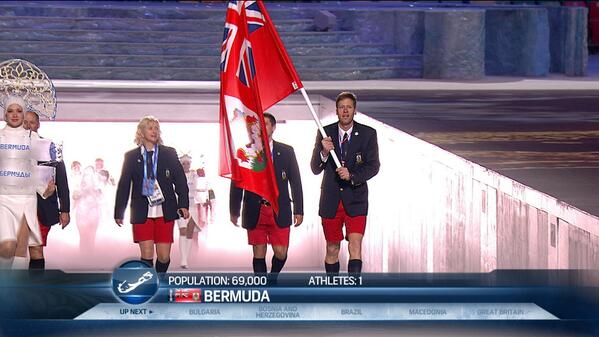 'Winter'올림픽에 반바지 #BermudaPants 를 입고 입장하는 버뮤다대표선수단!선수는 단한명이지만 넘치는 기개와 자신감! '@NBCOlympics: #BermudaShorts for the win? '