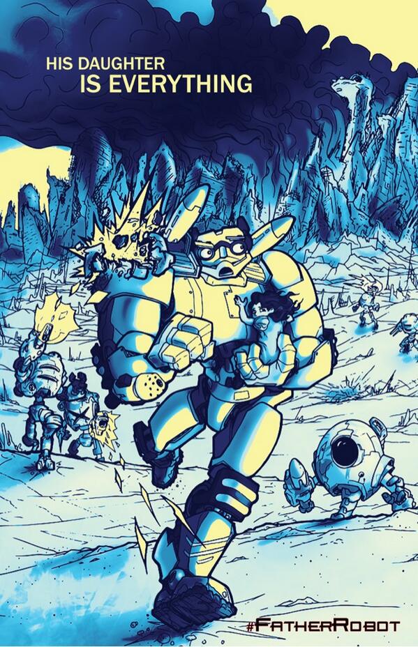heykristopher's tweet image. Check out this promo image for my next comic #FatherRobot. My daughters inspired the story. I&apos;d do anything 4 them.