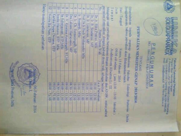 FTP2013scu's tweet photo. "@IndaToz: Jadwal Perwalian FTP @FTPunika_2012 @FTP2013scu http://t.co/GkGEJKVwLL"