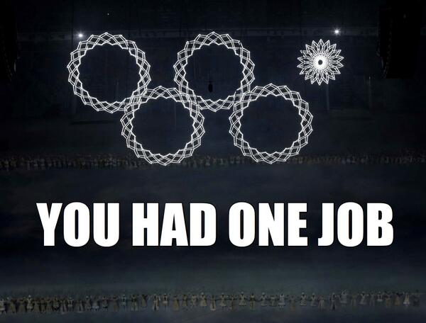 humanmvmnt's tweet image. Overall, I give the opening ceremony a score of 4.5/5... #YouHadOneJob #Lolz #RingFail #Hashtag #Olympics2014