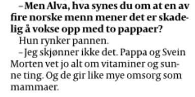 Ingeborgborg's tweet photo. Alva (13) til Aftenposten om å ha homofile foreldre: http://t.co/XxFuX4BFOp
