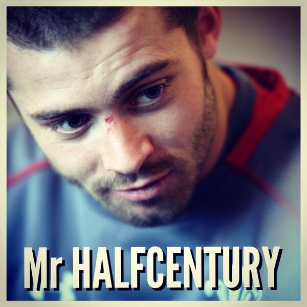 WelshRugbyUnion's tweet photo. Congratulations to Leigh Halfpenny who will become the youngest Welsh player to win 50 caps today #leighhalfcentury http://t.co/Xz9jKGa5Da