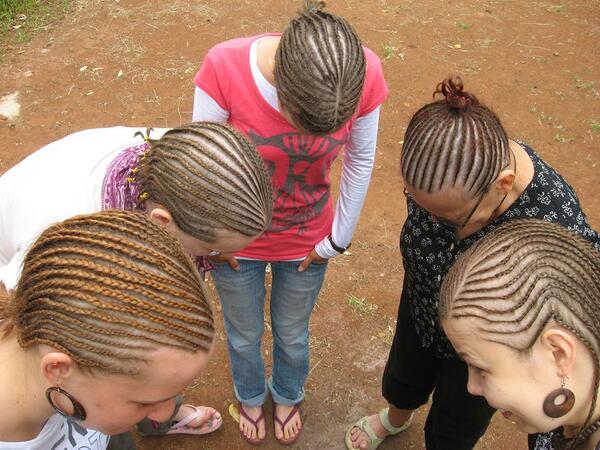 CampWork's tweet image. Campers got African style hairdressing.
 #During work-camp in Morrogoro#