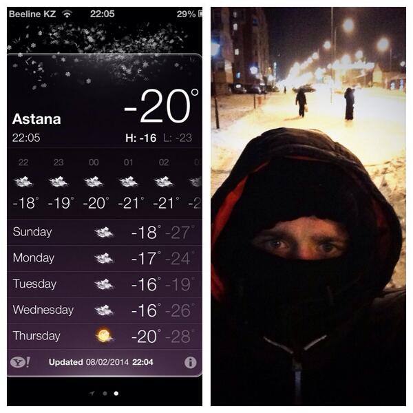 JoshTaylorBoxer's tweet photo. Out for a walk on Kazakhstan !!! #freesing #-20 #trainingcamp http://t.co/NEsNi16v1y