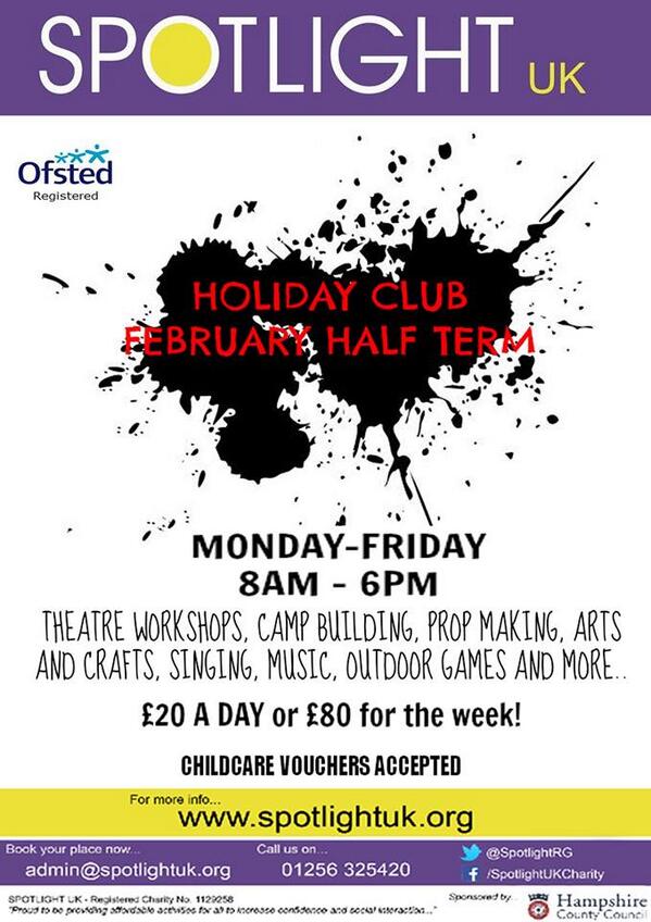 SpotlightRG's tweet photo. DETAILS ABOUT OUR HALF TERM HOLIDAY CLUB http://t.co/MblbMHJLdx