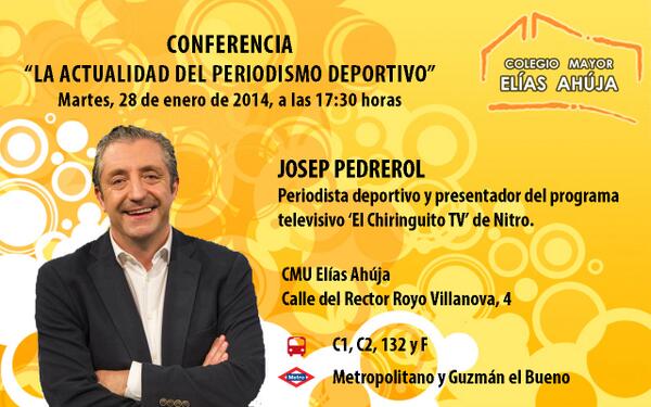 ConferenciAhuja's tweet photo. Amigos y amigas: ¡sólo queda un día para que nos visite @jpedrerol ! Entrada gratuita y buen ambiente. RT RT http://t.co/F25dtvf4Xz