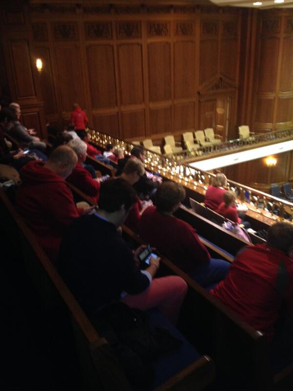 freedom_indiana's tweet photo. See that red? Two hours before session begins, these freedom supporters are in the gallery, ready to #StopHJR3: #HJR3 http://t.co/4X32o6A2LQ