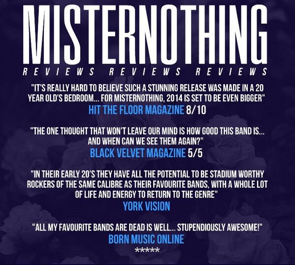 MisterNothingUK's tweet photo. Here's some quotes from reviews of our new album! Also, we have news shortly of something we're releasing soon... :) http://t.co/gcFTLl2Ybl