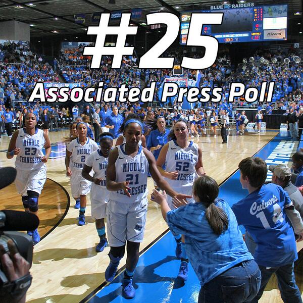 Middle Tennessee ranks No. 25 in today's released <a href="/AP_Top25/">AP Top 25</a> poll. First ranking for the Raiders since Nov. 16, 2009.