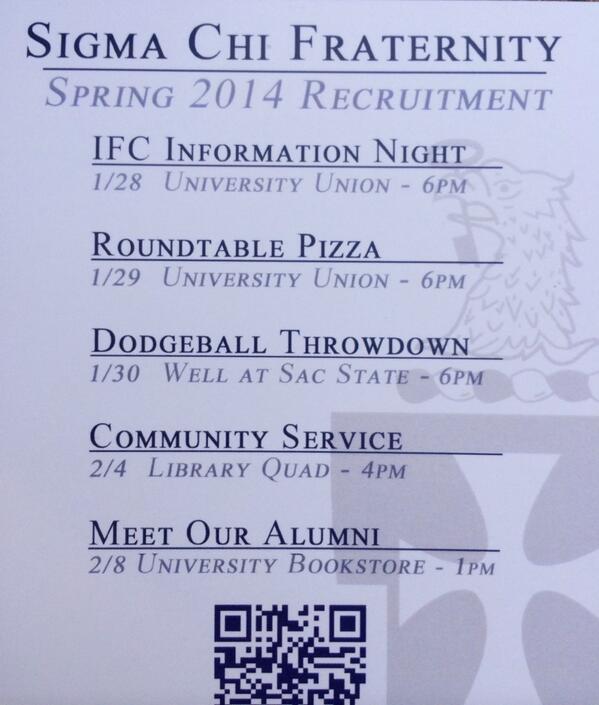 Our spring rush schedule!