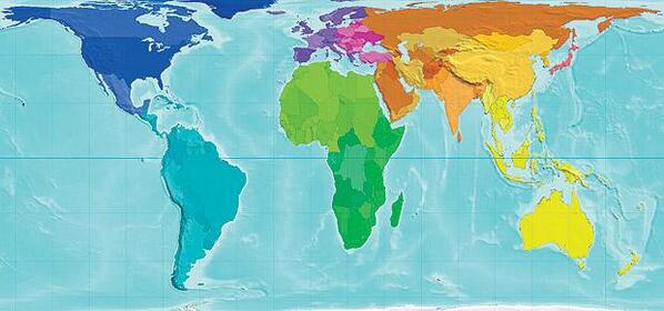 dualeam's tweet photo. Africa in land size compared to others - Africa is by far the biggest continent. http://t.co/TREmlxZ0b4