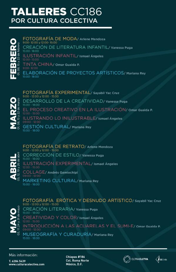 CulturaColectiv's tweet photo. Se amplían las inscripciones para nuestros talleres hasta el 30 de enero. ¡Aún quedan lugares! http://t.co/5tKJ5pe9XR