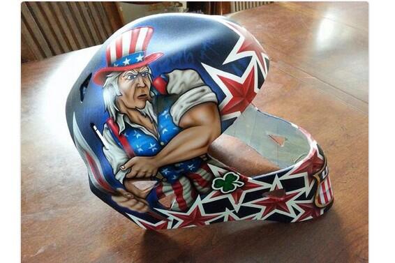 PuckPictures's tweet photo. Ryan Millers Uncle Sam mask for the Olympics ! #Sochi2014 http://t.co/1odxgAswEe