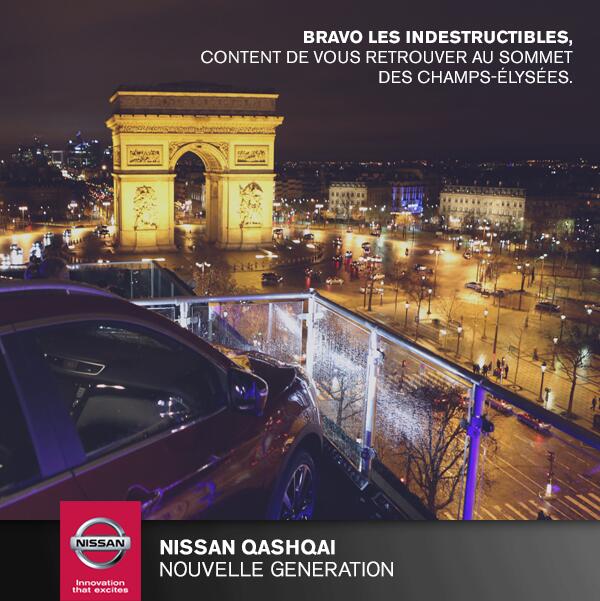 nissanfrance's tweet photo. Quand on domine sa catégorie, on se retrouve toujours sur les Champs. #Indestructibles http://t.co/vytlEydMdR