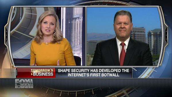 ShapeSecurity's tweet photo. Shape CEO on @FoxBusiness http://t.co/rhFWpKPXNS #botwall http://t.co/HzcEBjDtDB
