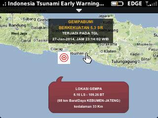 pmikabgarut's tweet photo. 5.3 SR,68km BaratDaya KEBUMEN-JATENG Waktugempa: 27-01-2014 23:14:02 WIB Lintang:-8.16 Bujur: 109.26 Kedalaman: 33km http://t.co/FrwbCAwbVt
