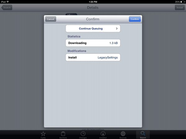 iBreakCables's tweet photo. Feels nice using iOS 6 UI in Cydia 1.1.9 on iPad air #ClassiciOS http://t.co/dfGo2BrpoC