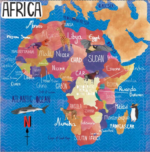 BeautifulMaps's tweet photo. Africa map by Pippa Curnick - http://t.co/dVPwq9l8AU http://t.co/2GwqJPBRah