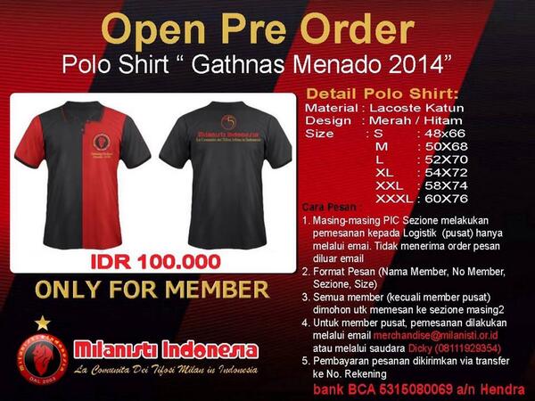MIsezCianjur's tweet image. "OFFICIAL MERCHANDISE MI" Open Pre Order Polo Gathering Nasional 2014 Manado #OnlyForMember Cp @Firman_Rosoneri