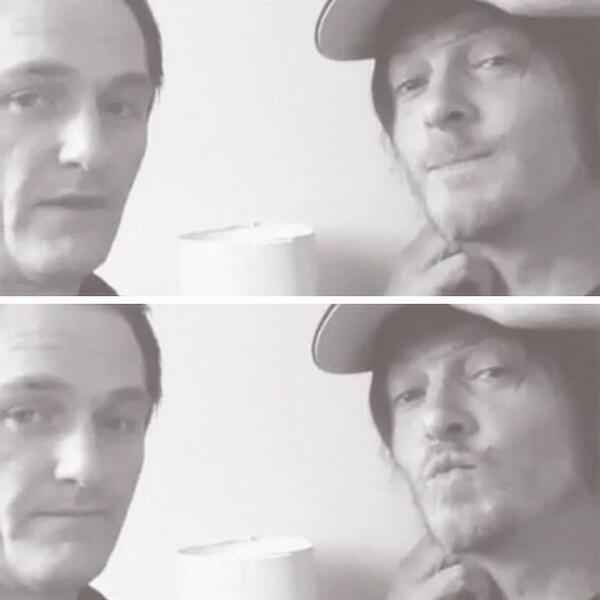DeadSeriousTWD's tweet photo. Reedus and Clark. http://t.co/BK3HjYhH09